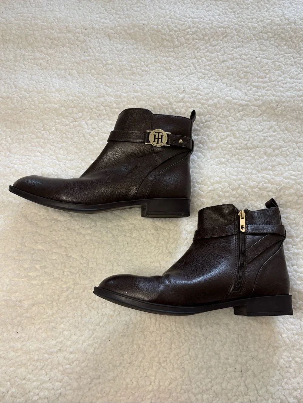 Tommy Hilfiger Women Dark Brown Faux Leather Ankle Boots